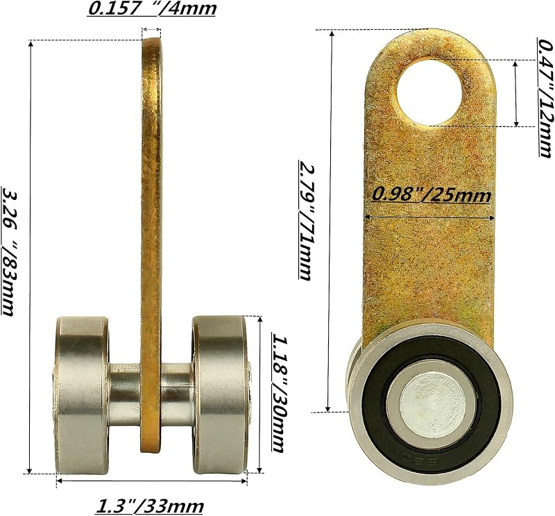 Rodillos carrito 2 ruedas para canales 1-5/8"