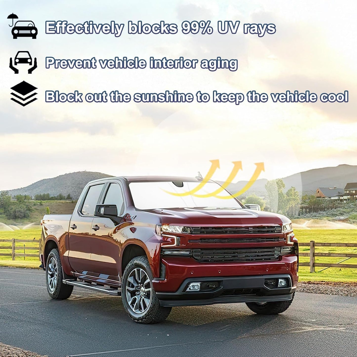 Parabrisas parasol Chevy/Sierra 1500/2500HD 19-23 plegable UV
