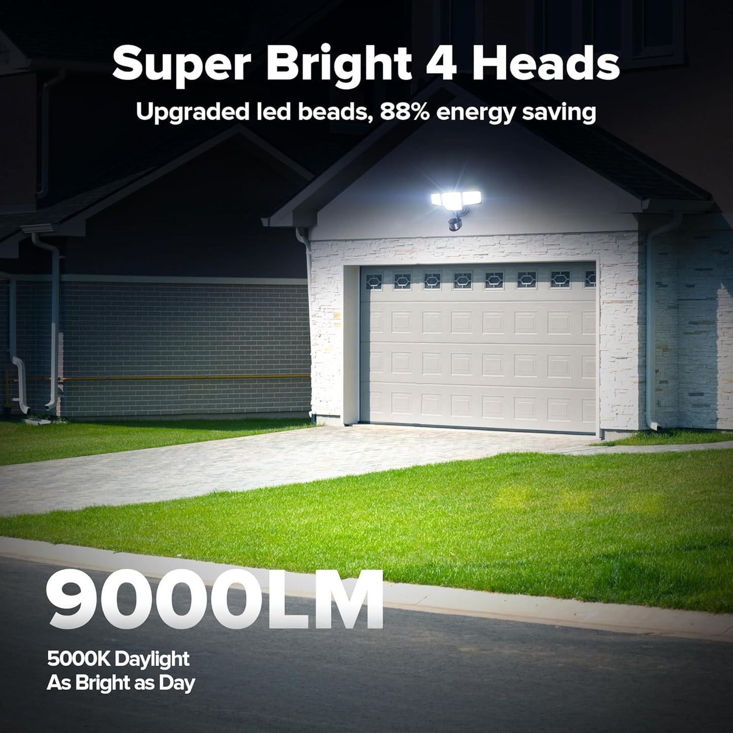 Luces LED seguridad exterior 80W 9000LM sensor movimiento