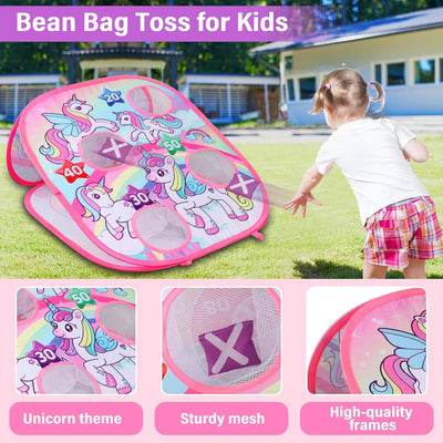 Set lanzamiento bolsas frijoles unicornio para niñas 3-8 años