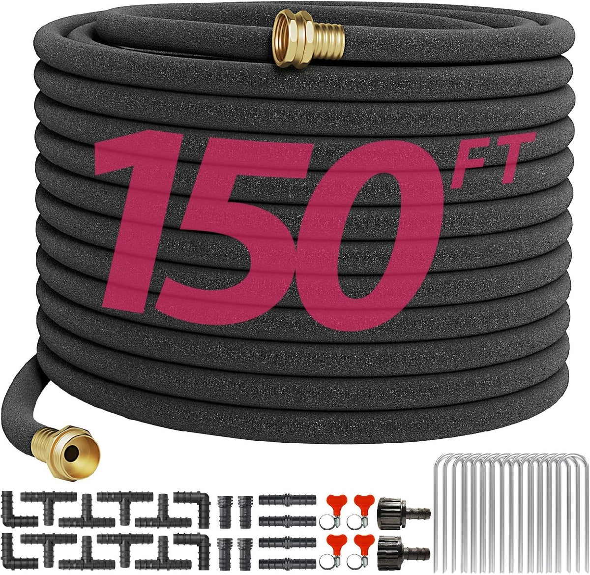 Manguera riego 150ft 1/2pulg con conectores latón