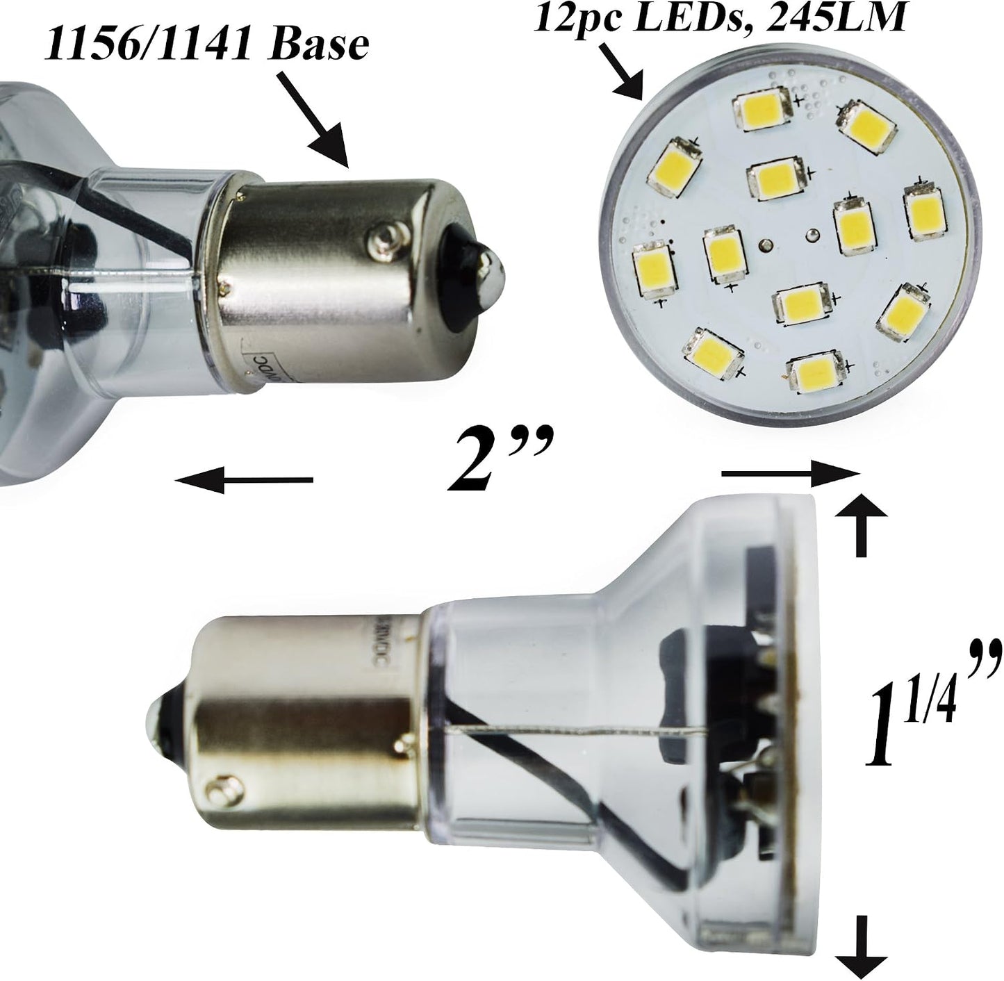 Foco LED RV 2W 275lm 10-30V 4 cuellos largos blanco frío