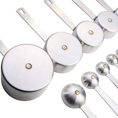 Set 10 Pzas Tazas y Cucharas Acero Inox Medidoras