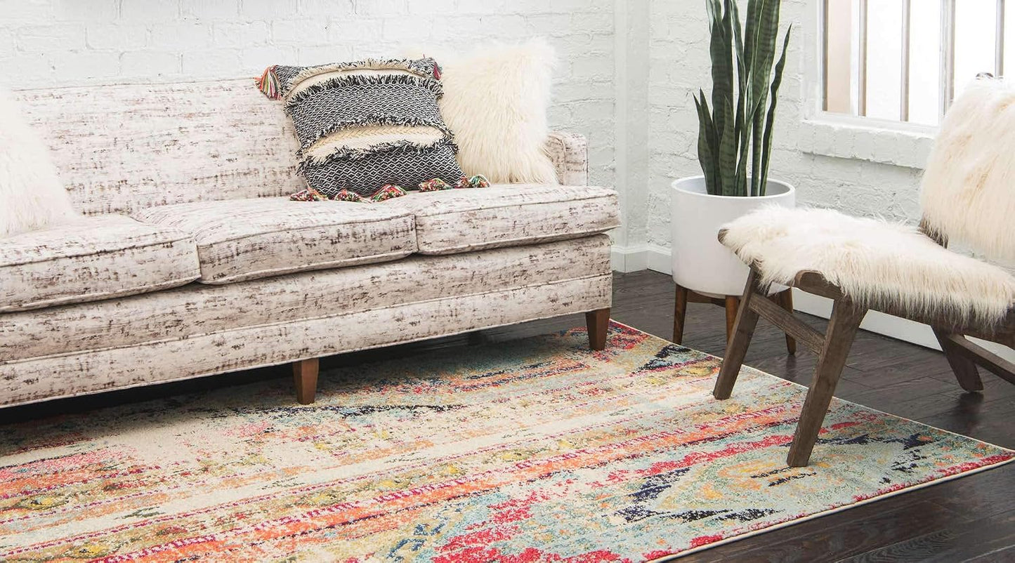 Tapete bohemio tribal polipropileno multicolor