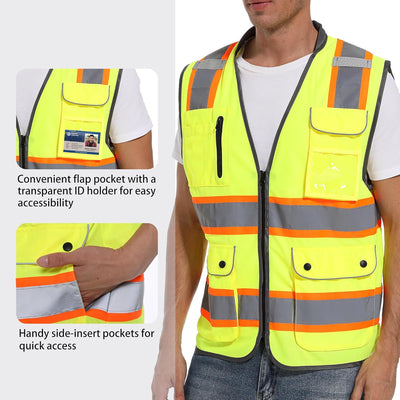 Chaleco seguridad reflectante alta visibilidad hombre mujer