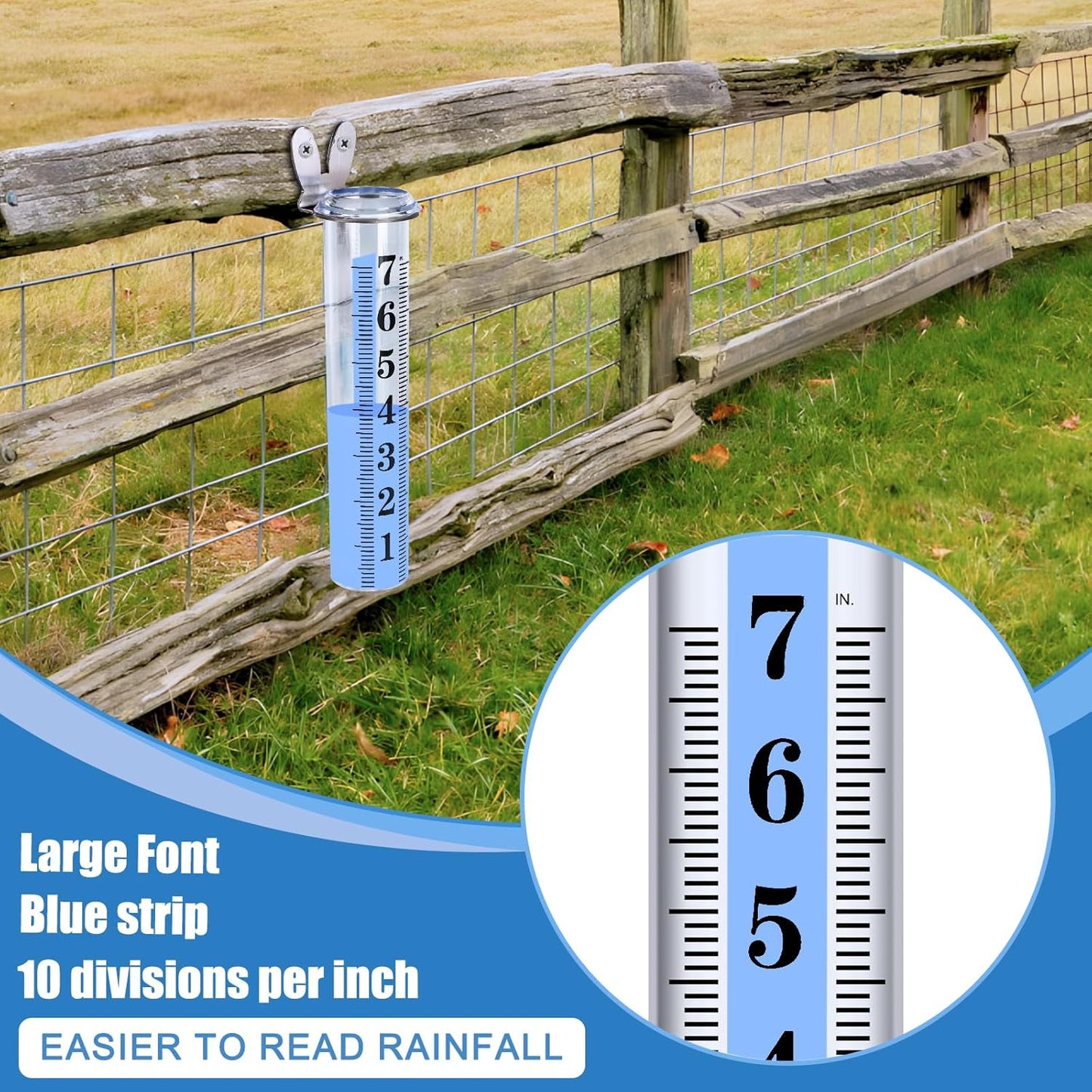 Medidor lluvia 7" soporte acero inox plástico