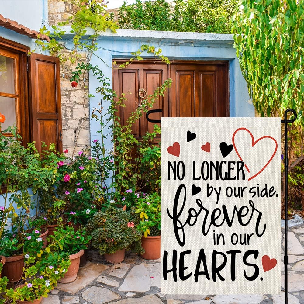 Bandera jardín Día Caídos 12x18pulg decoración corazón doble cara