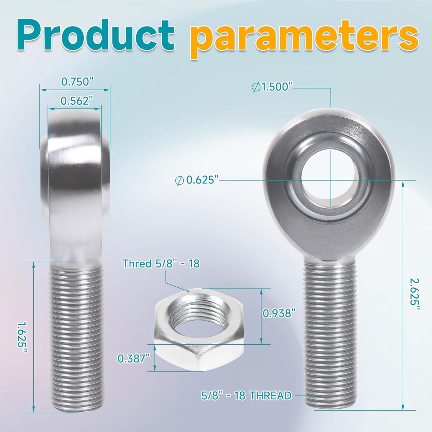 Kit extremos varilla juntas Heim 5/8" suspensión tracción