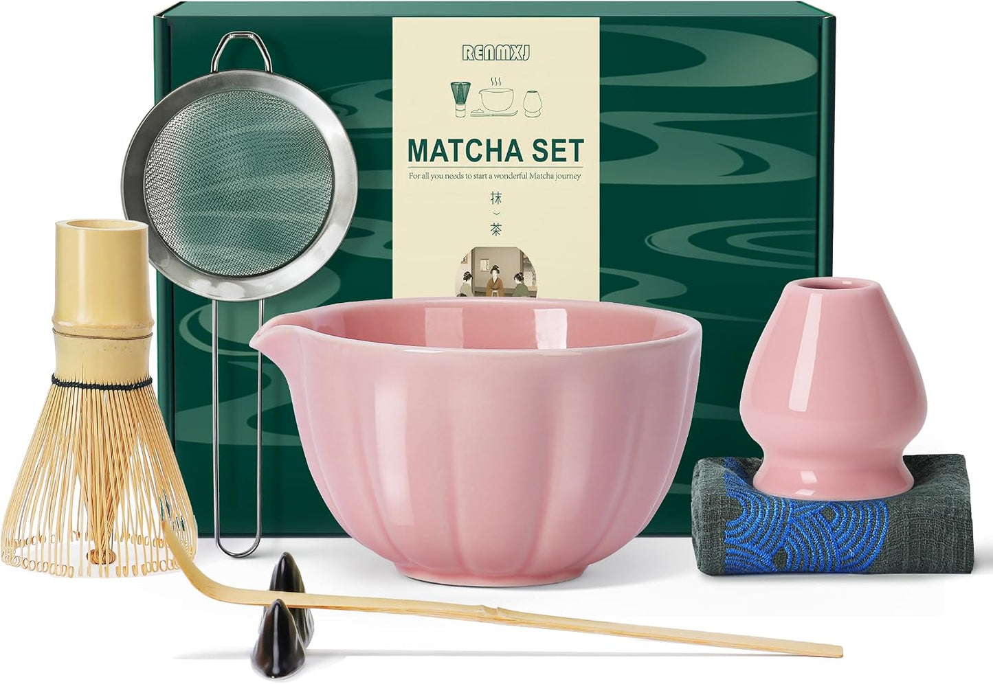 Juego batidor matcha 7 Pzas cerámica tamiz inox