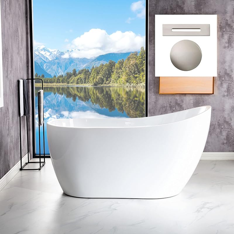 Bañera remojo acílica blanca 54" níquel cepillado