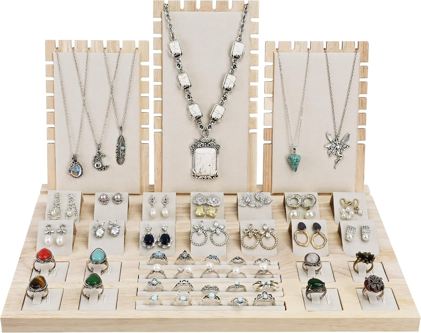 Set exhibidor joyas con tela premium