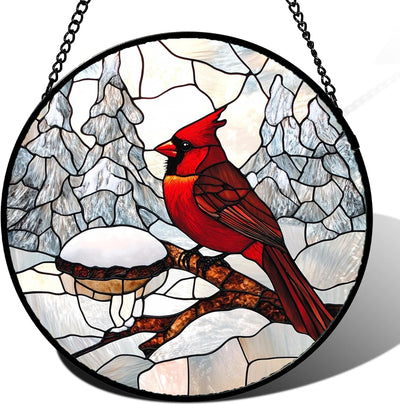 Vidrieras colgantes 15pulg pájaro cardenal decoración
