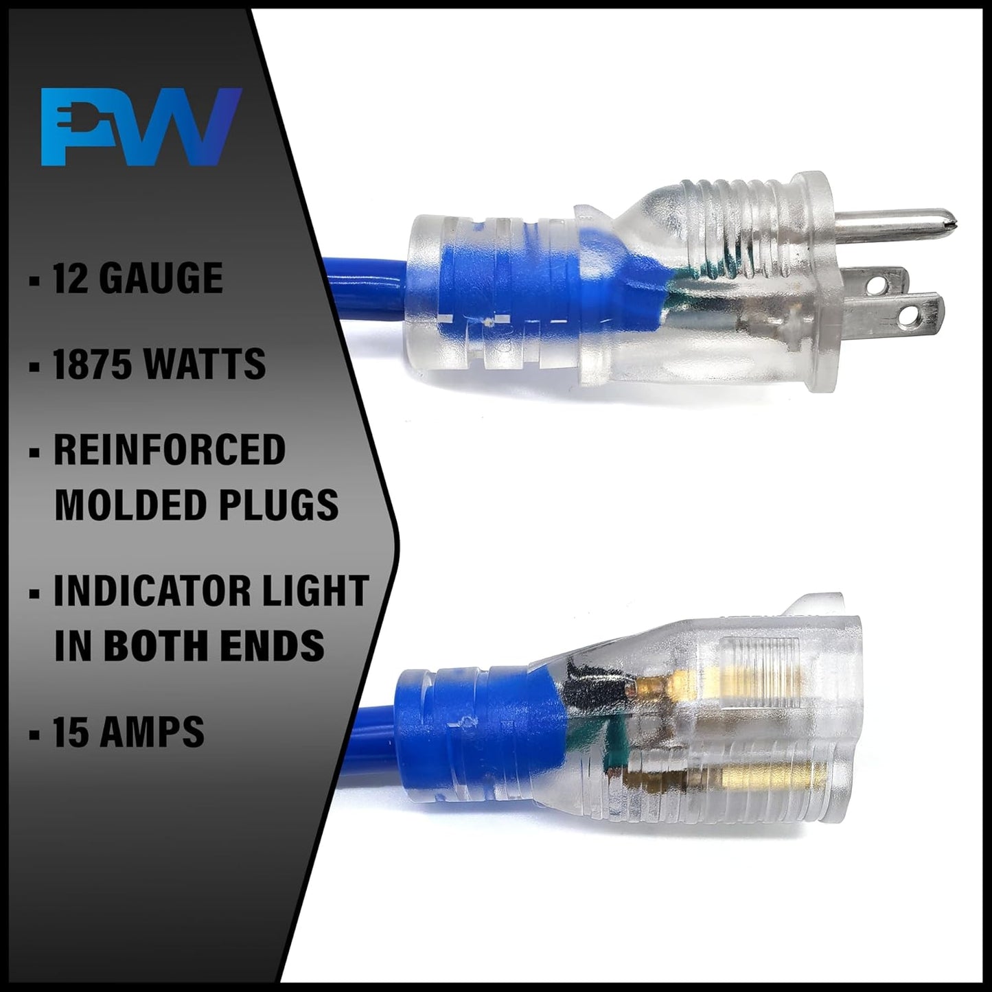Cable extensión 6ft impermeable SJTW azul
