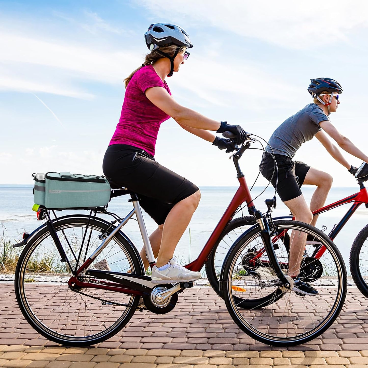 Bolsa refrigeradora bicicleta con luz trasera 8L verde