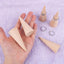 12 Pzas Soportes Anillos Cono Madera Natural