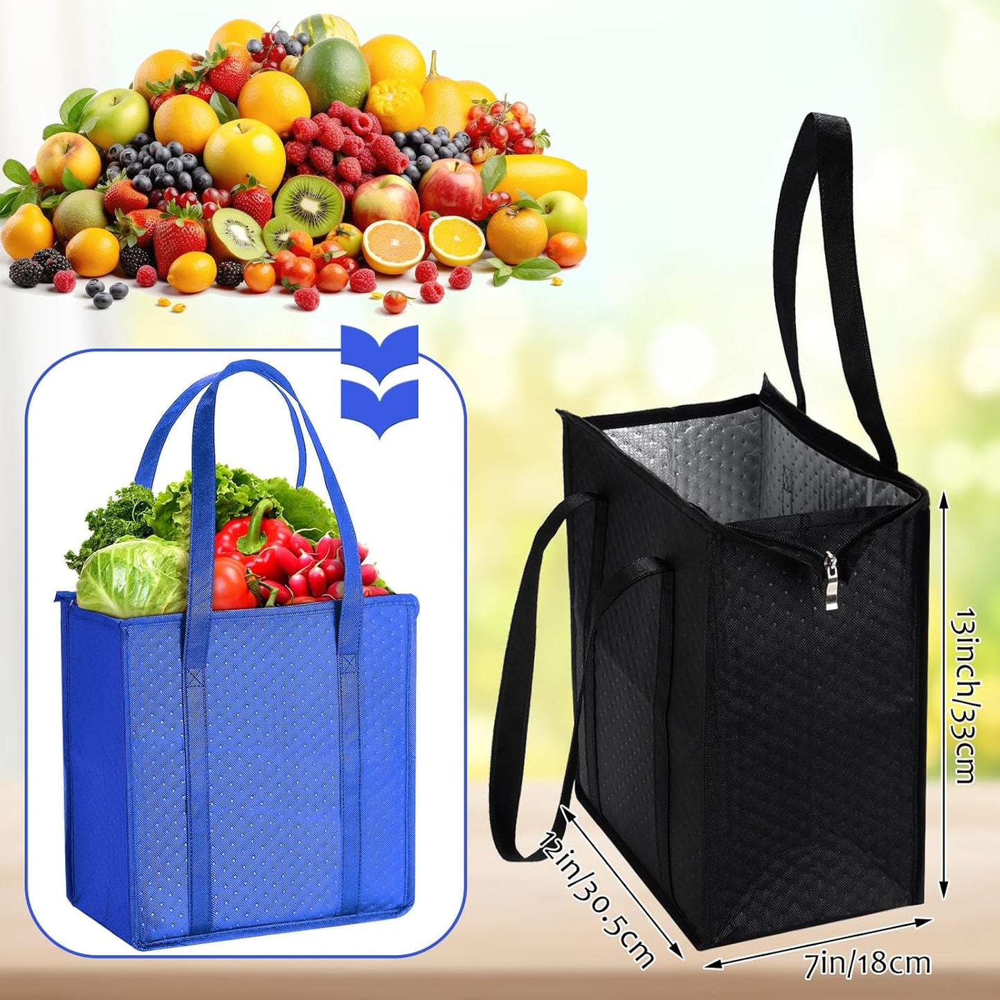 Set 4 bolsas aisladas grandes con cremallera para alimentos