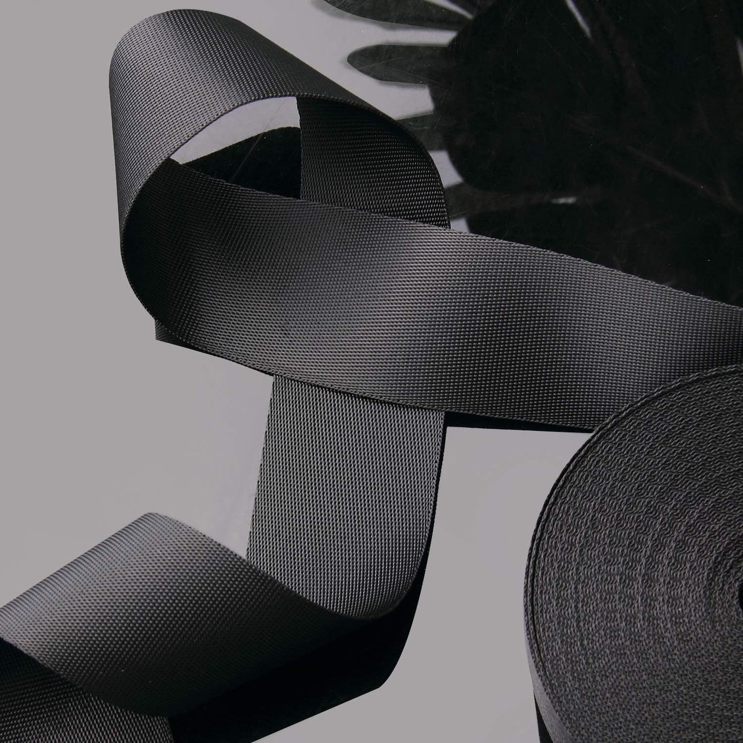 Correa nailon negro 2pulg 10yardas para bolsas hamacas