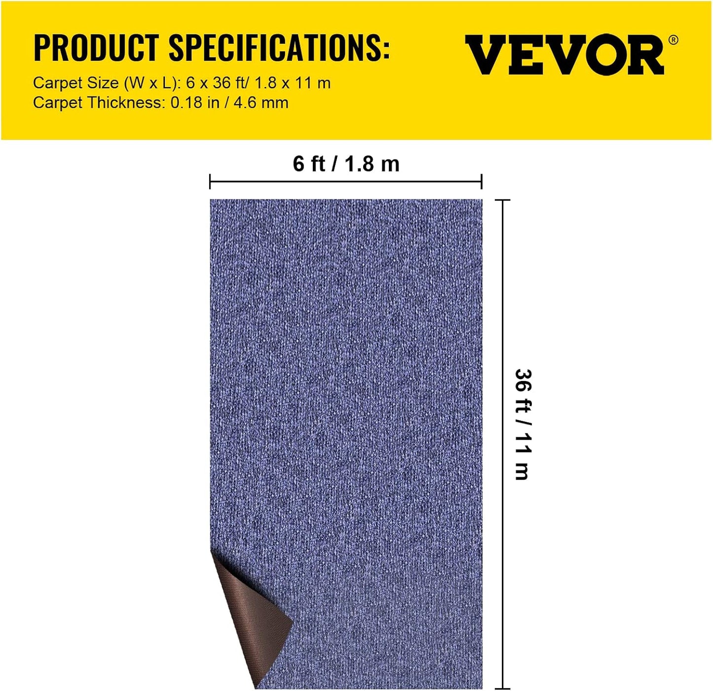 Alfombra Marina 6x36ft Azul Profundo Impermeable para Barcos