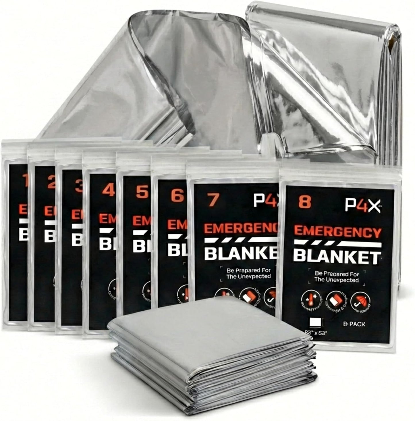 8 Mantas Mylar Impermeables Térmicas para Supervivencia