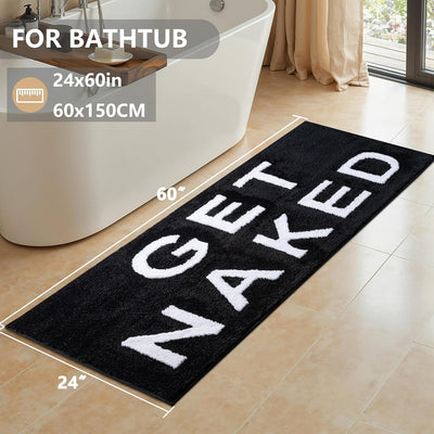 Alfombra baño antideslizante negro texto Get Naked