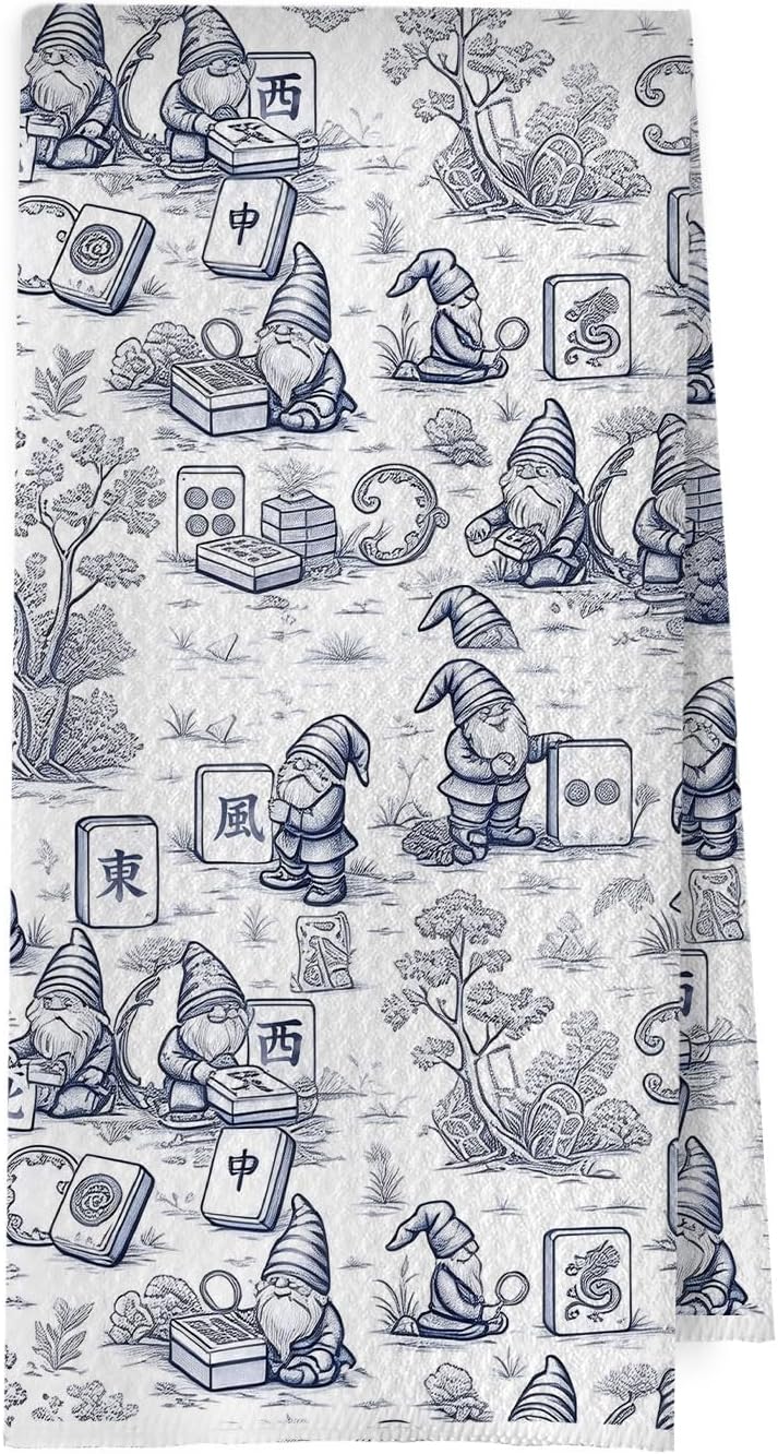 Toallas de cocina Gnomes Mahjong Grandmillennial decorativas para platos de gofres