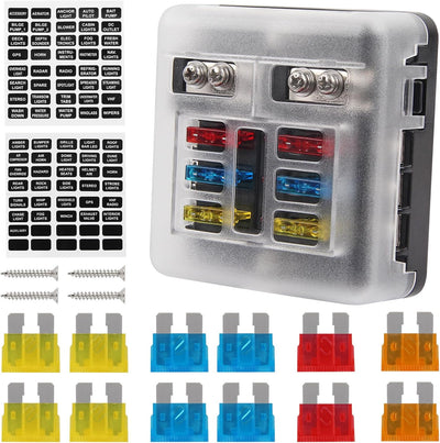 Bloque fusible 6 circuitos 12V/24V para automóvil barco