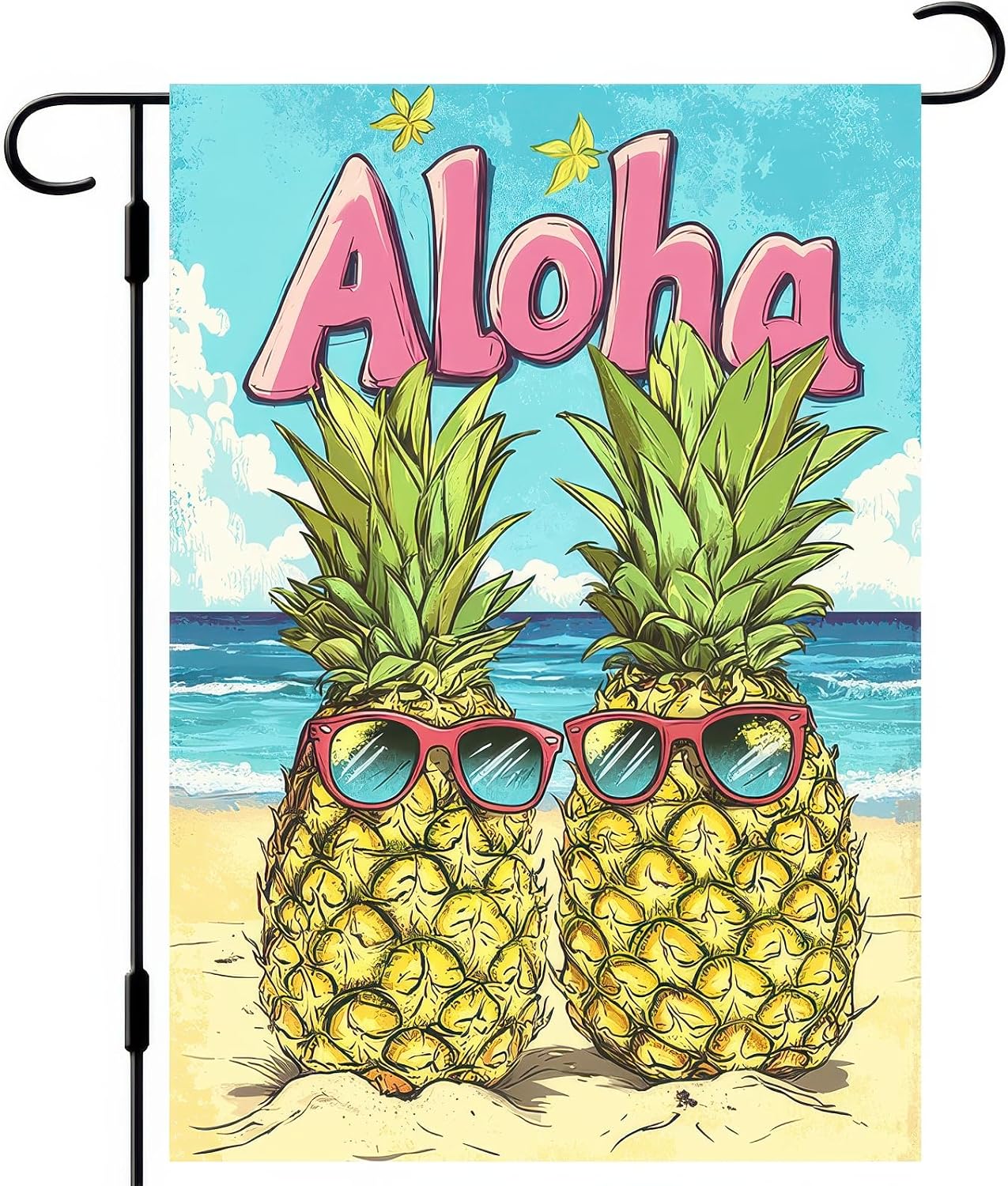 Bandera jardín piña 12x18pulg doble cara verano tropical