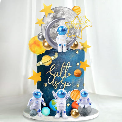 34 Pzas Adornos Pastel Tema Espacial Astronautas Estrellas