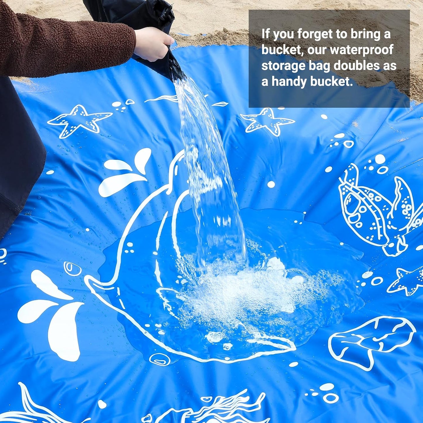 Piscina playa bebé 6.5x6.5ft manta 2en1 impermeable