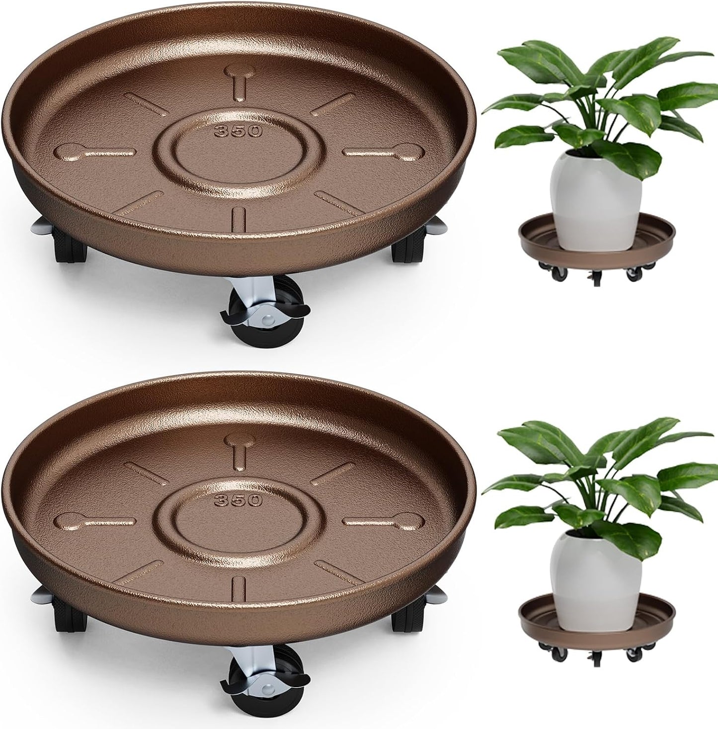 Soporte rodante para plantas 13" metal resistente con ruedas