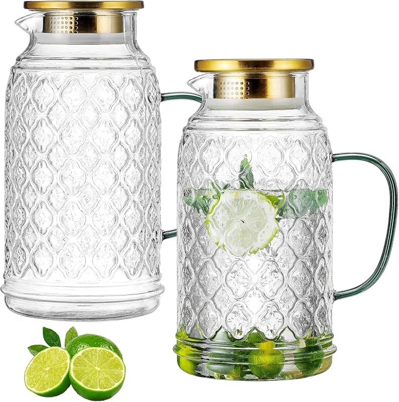 Jarra vidrio borosilicato 2.5L con tapa set 2