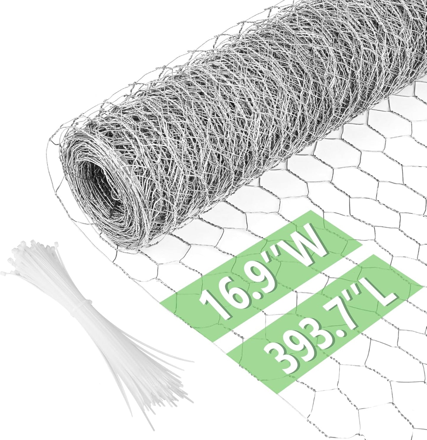 Alambre jardín malla galvanizada 16.9x393.7" 100 bridas