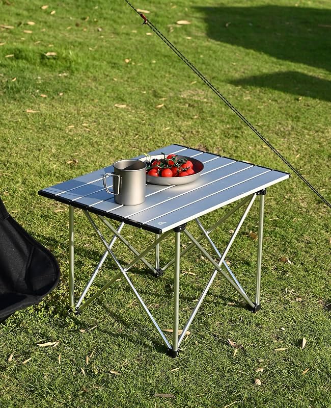 Mesa plegable camping compacta ultraligera bolsa transporte