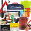 Kit emergencia carretera con cables puente martillo pala