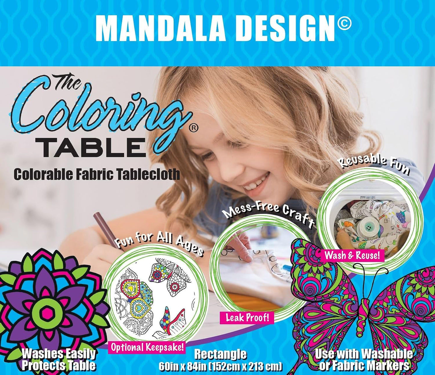 Mantel interactivo para colorear niños y adultos 60x84 pulg