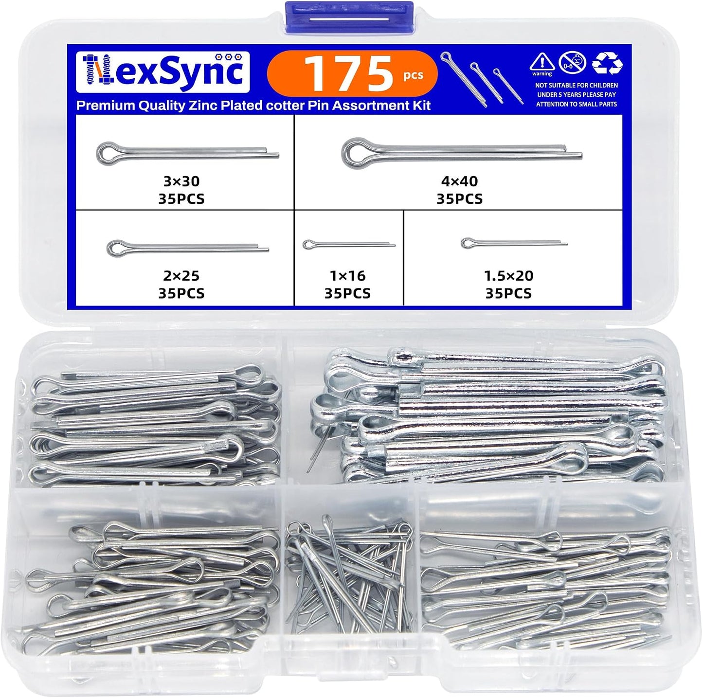Kit 175 Pzas Pasadores Chaveta Acero Carbono Galvanizado