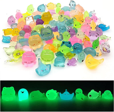 Figuras resina animales brillan oscuridad 100 pzas miniatura