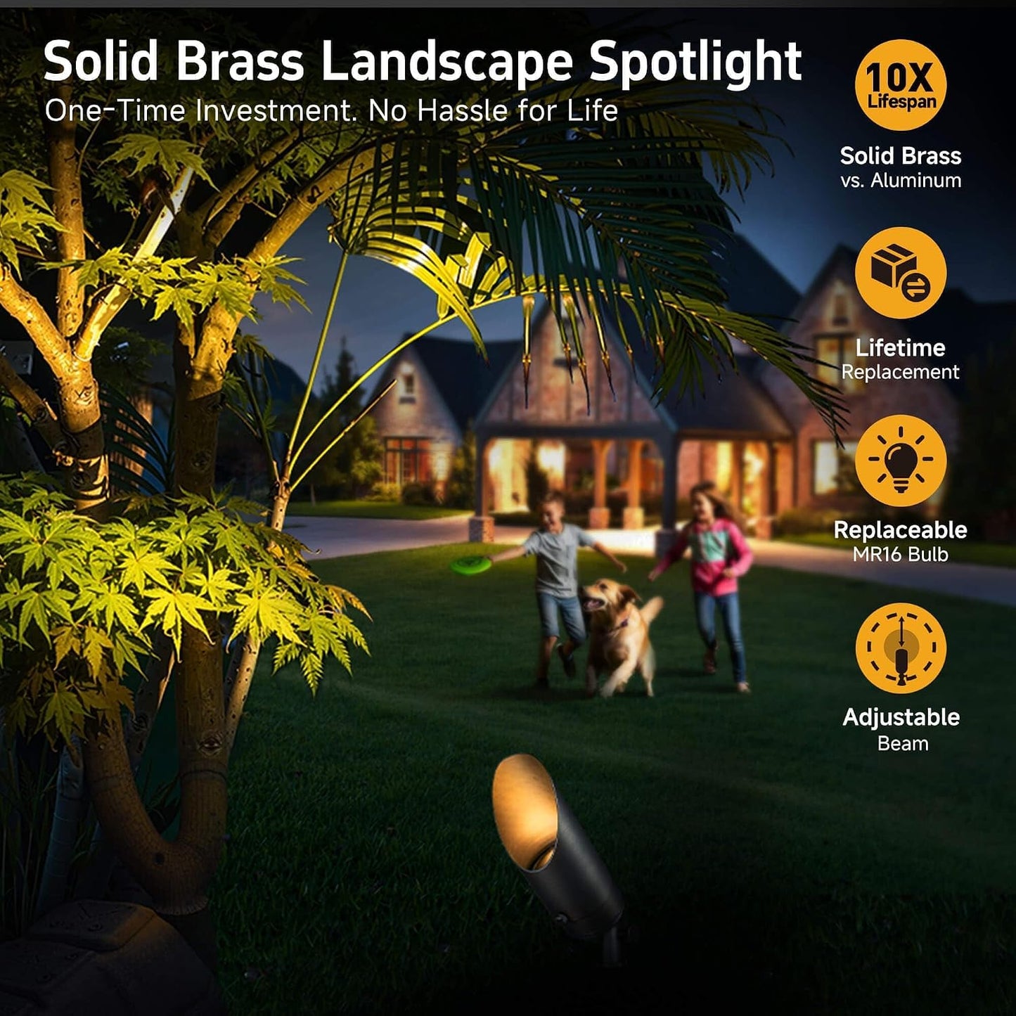 Focos latón 12V LED IP65 para jardín exterior