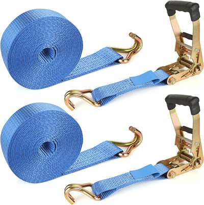 2 Correas Trinquete 2pulg 20ft Doble Gancho J 8000lb