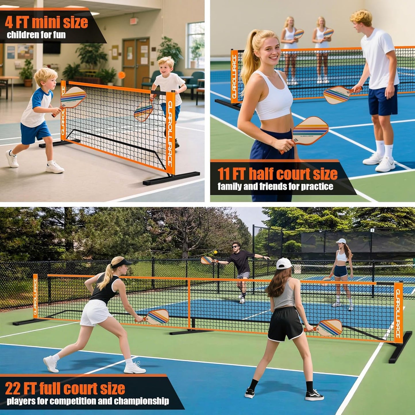 Set red pickleball 3en1 reglamentario 22x10 pies
