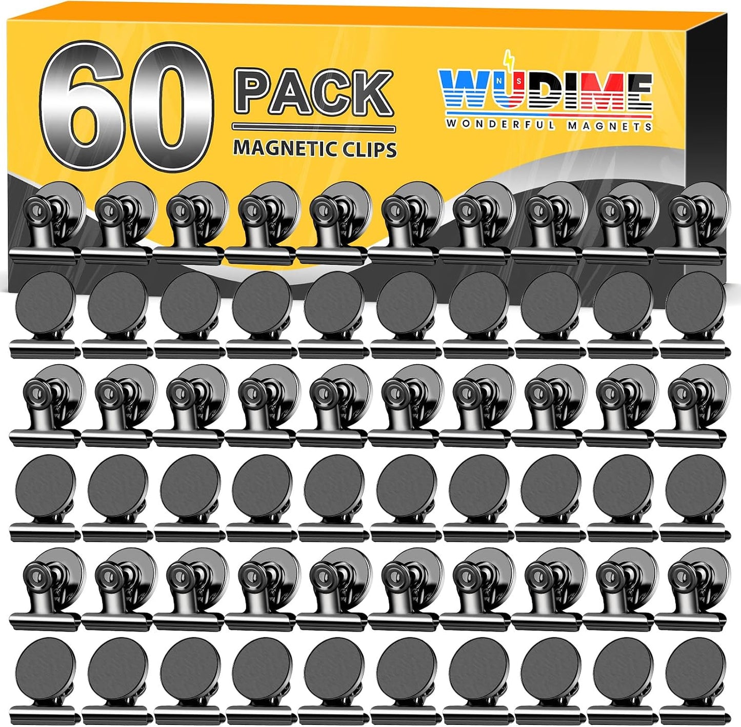 60 Imanes Nevera Clips Magnéticos Negros Pizarra Blanca