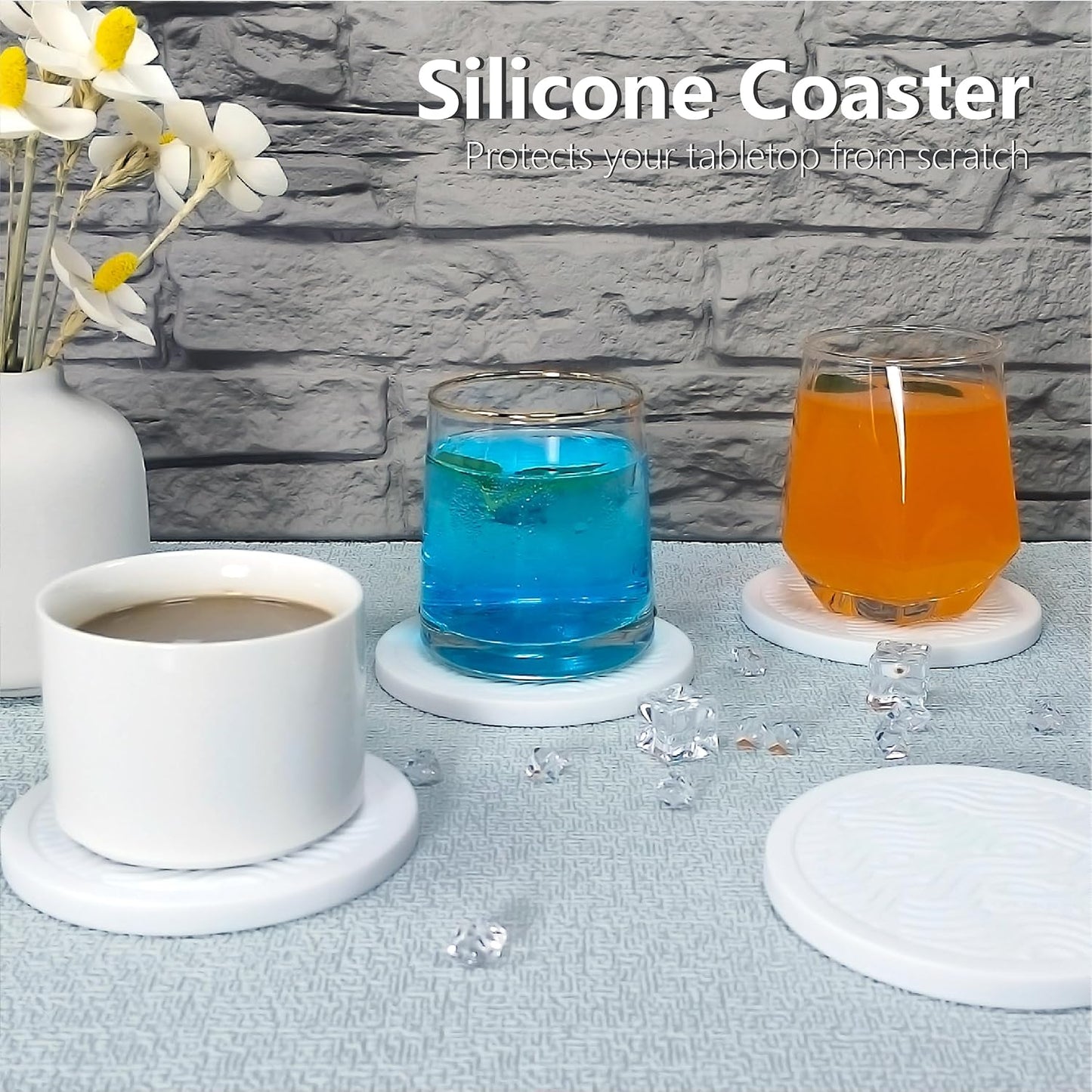 4 Pzas posavasos silicona antideslizante para mesa madera