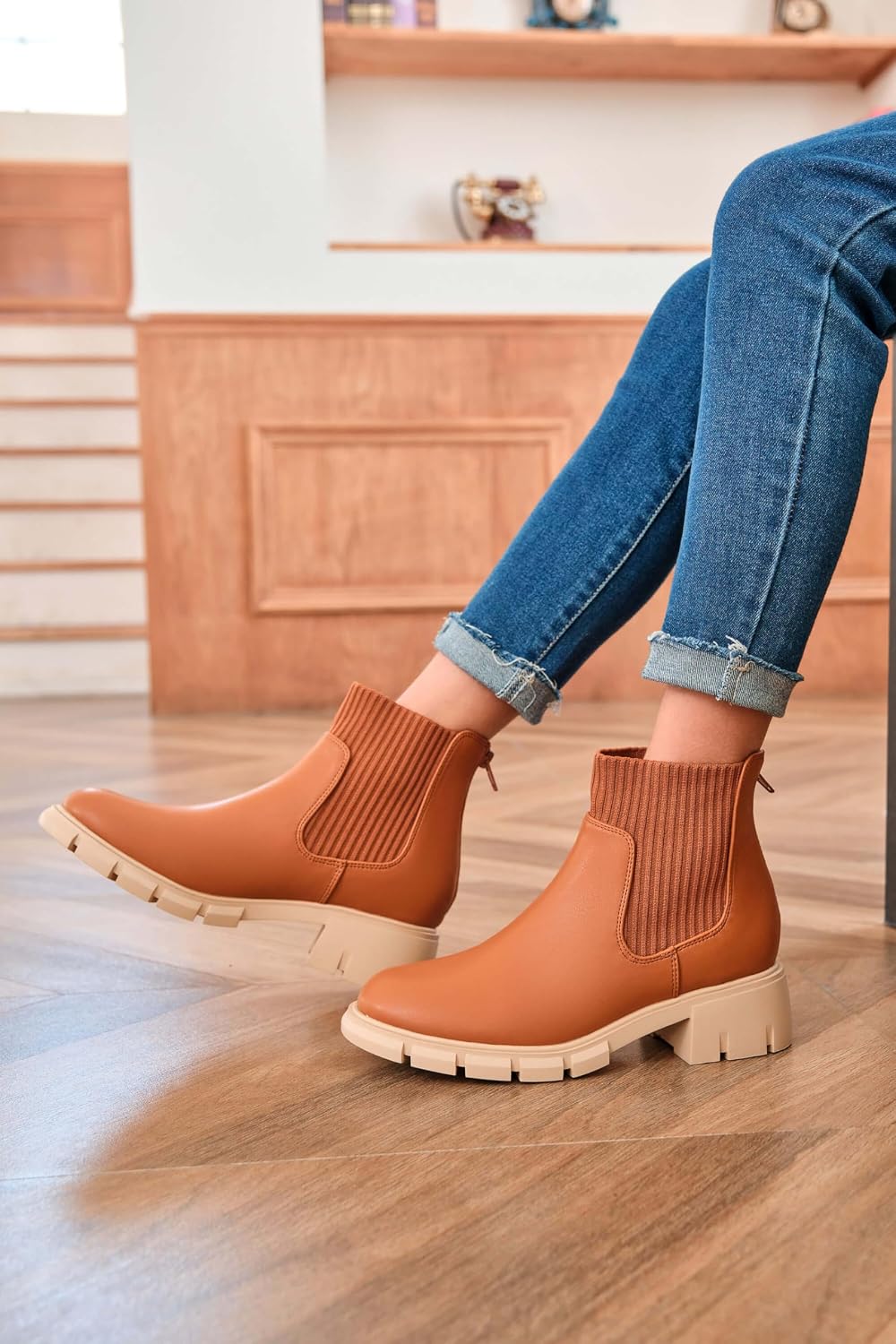 Botas niña tobillo cremallera trasera plataforma elásticas