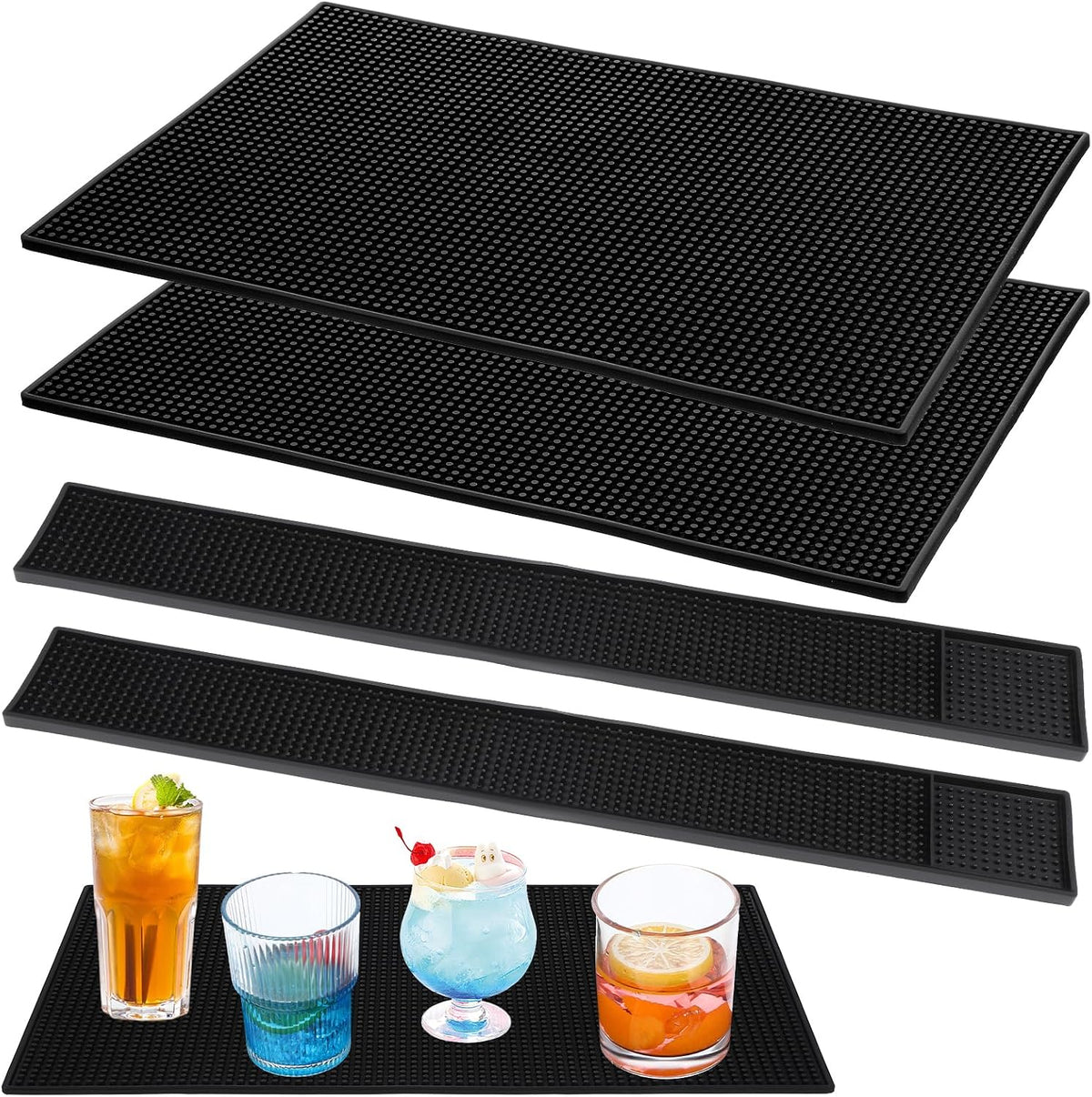 4 Tapetes PVC antideslizante bar 18x12pulg 24x3pulg negro