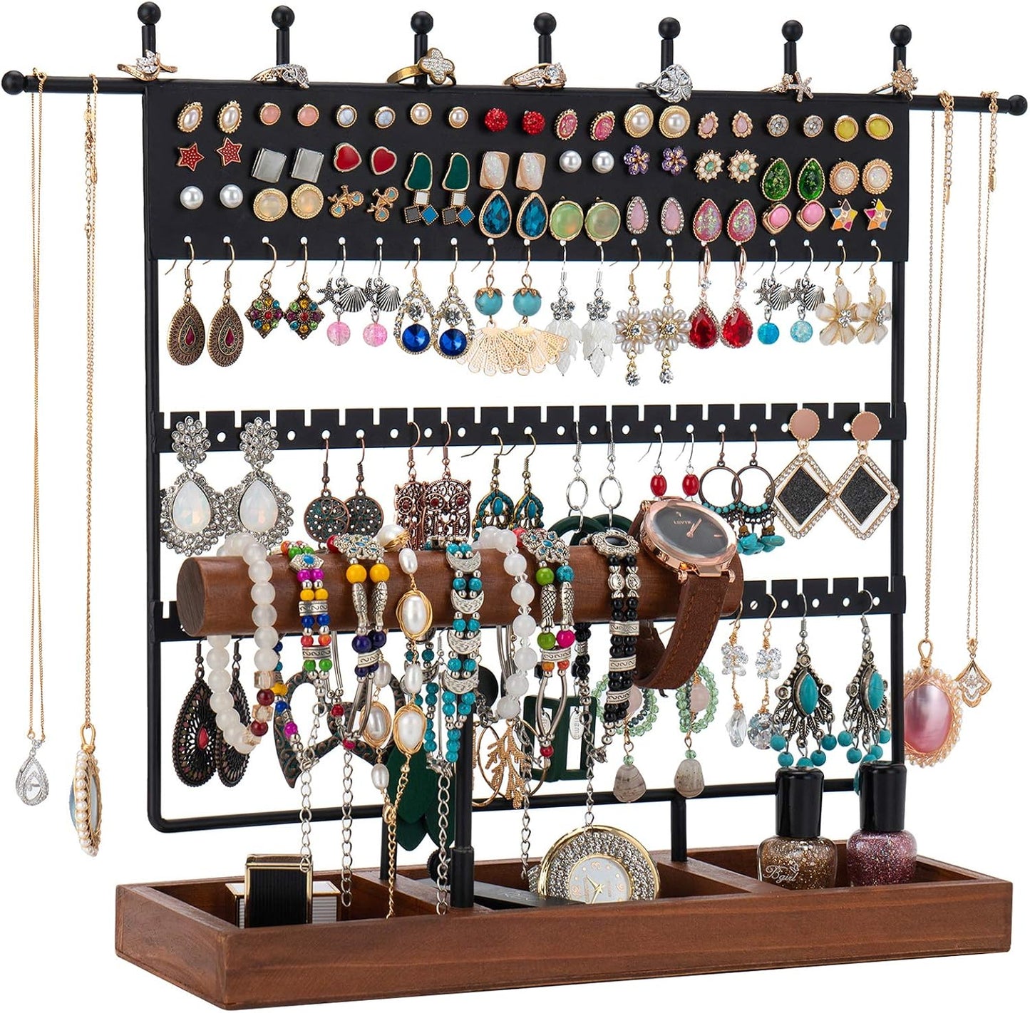 Soporte giratorio pulseras 4 niveles madera