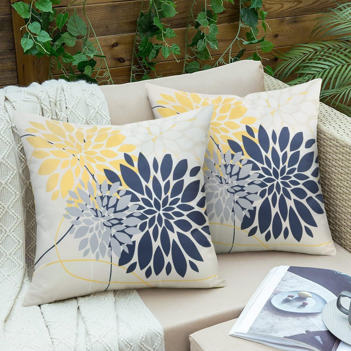 2 Pzas Fundas Almohada 18x18pulg Geométrico Amarillo