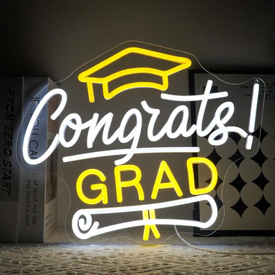 Letrero neón Congrats Grad luces LED para fiesta
