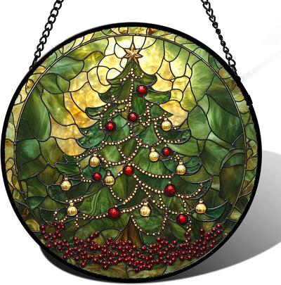 Adorno vidrio teñido para ventanas y puertas navideño