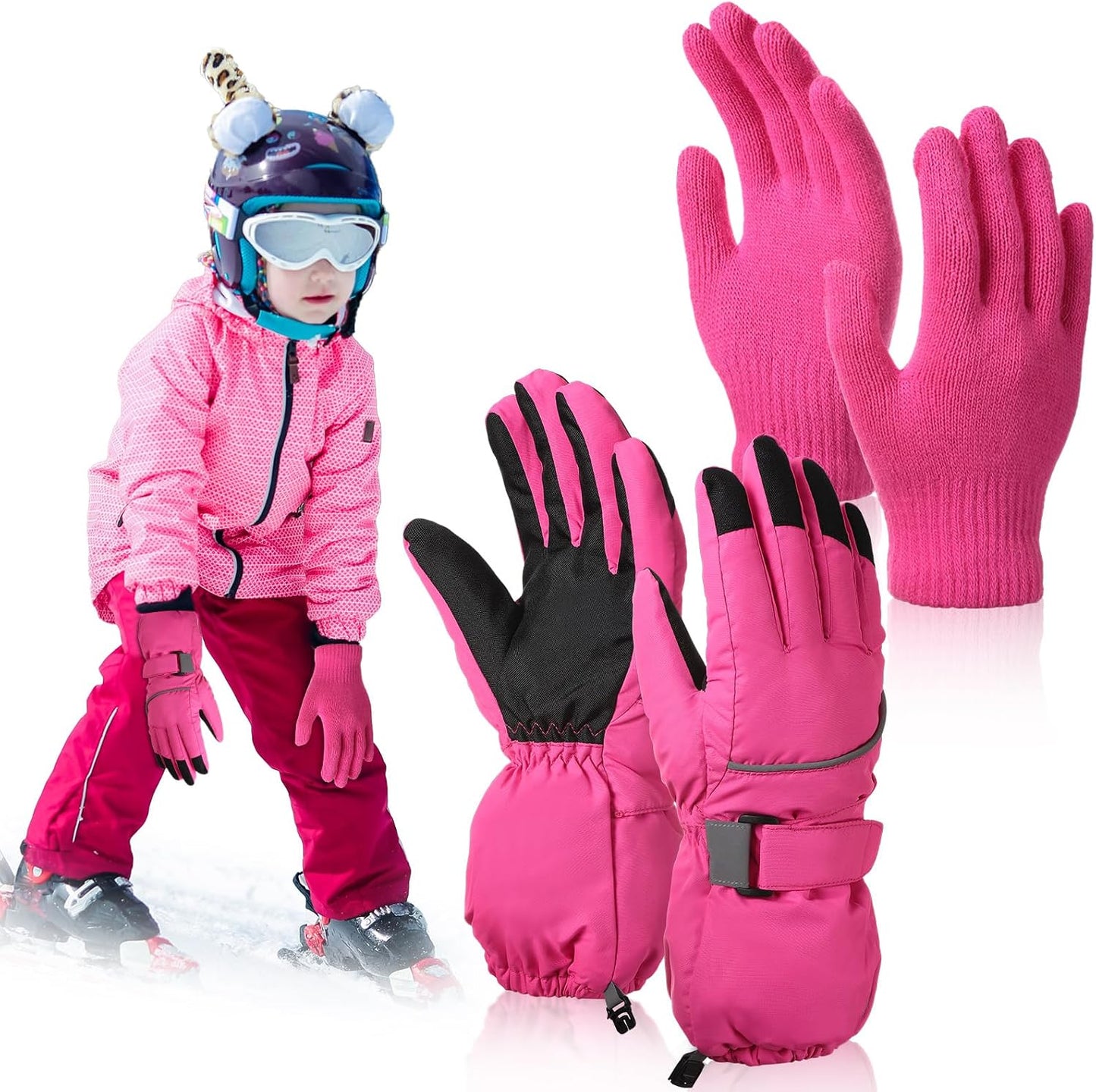 Set 2 Pzas Guantes Calor Invierno Niños Unisex Deporte