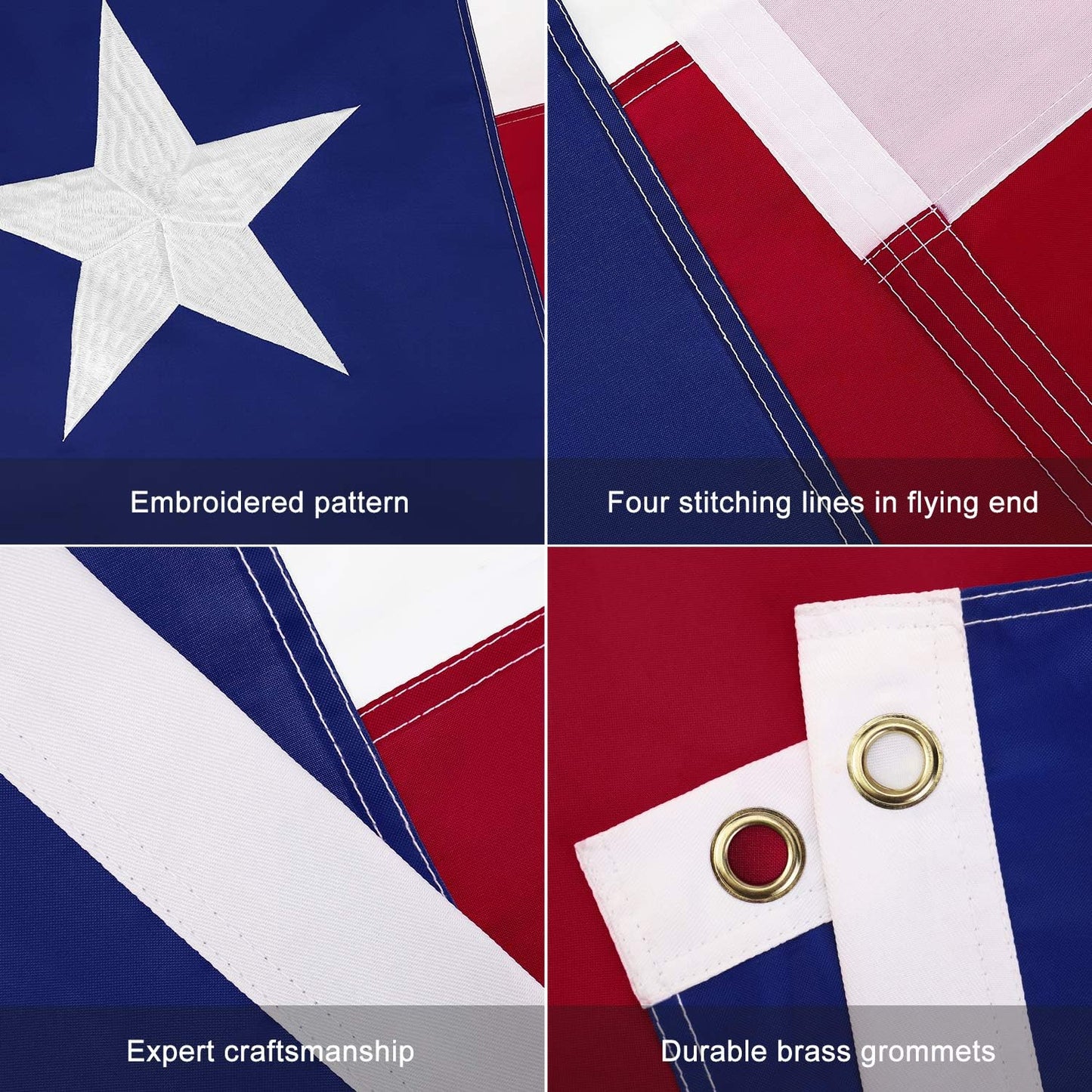 Bandera Texas nailon 3x5ft estrella bordada